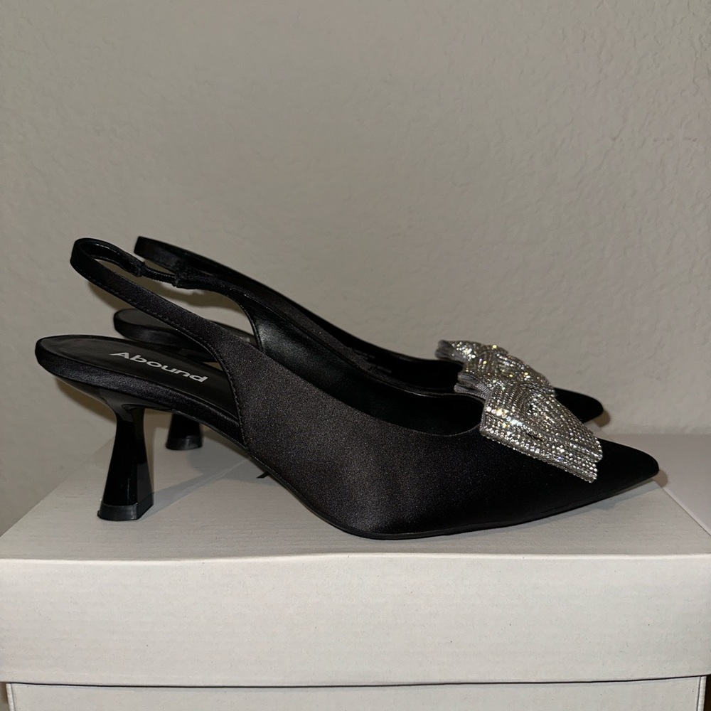 Abound Elegant Black Heels with Silver Detail